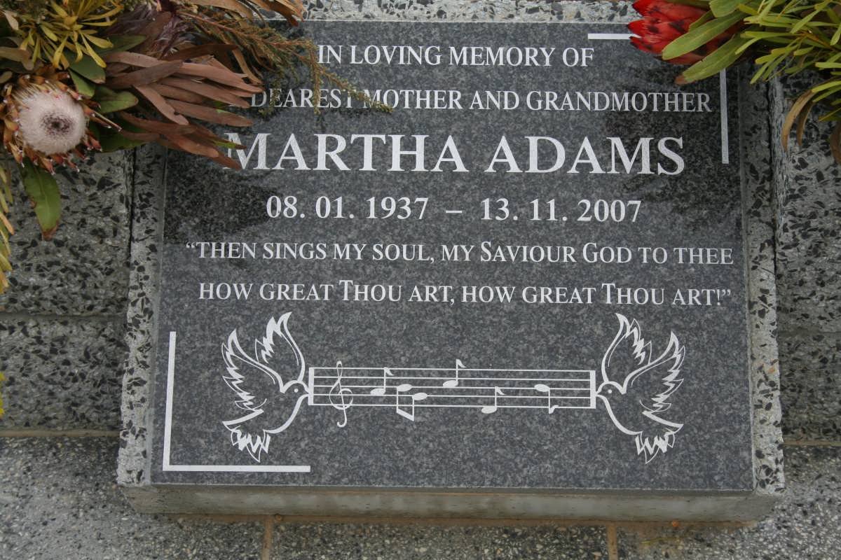 ADAMS Martha 1937-2007