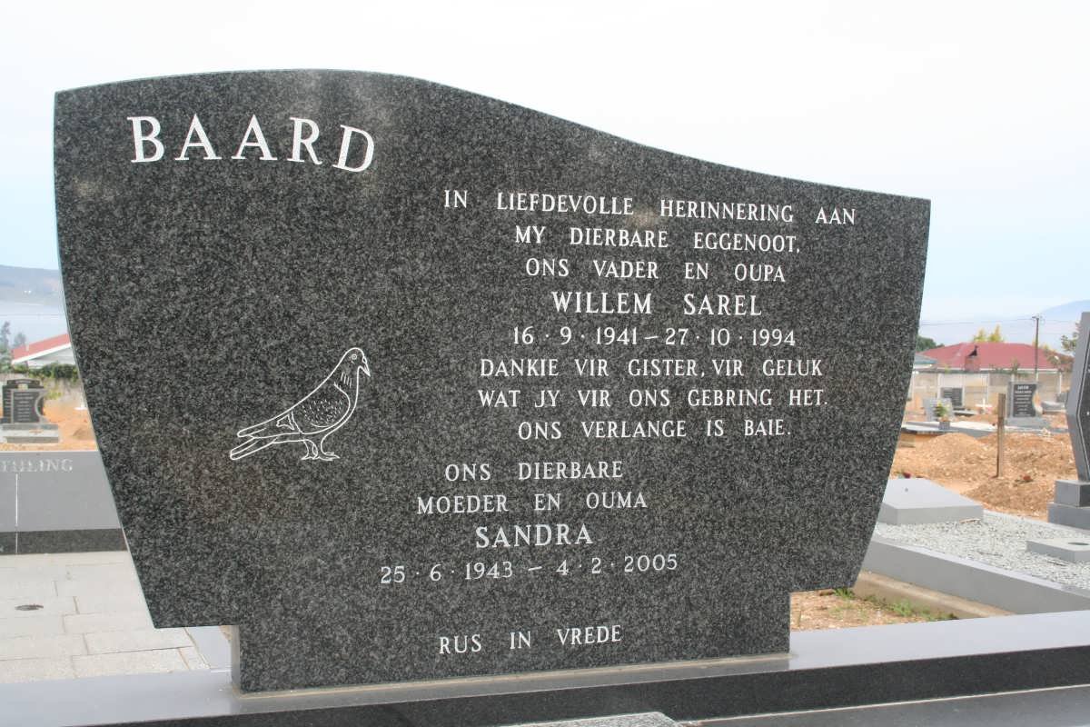 BAARD Willem Sarel 1941-1994 &amp; Sandra 1943-2005