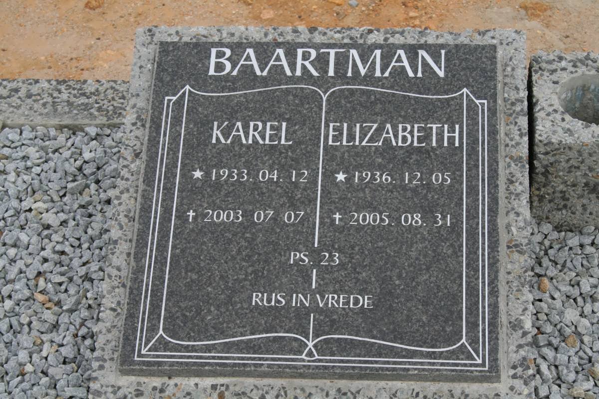 BAARTMAN Karel 1933-2003 &amp; Elizabeth 1936-2005