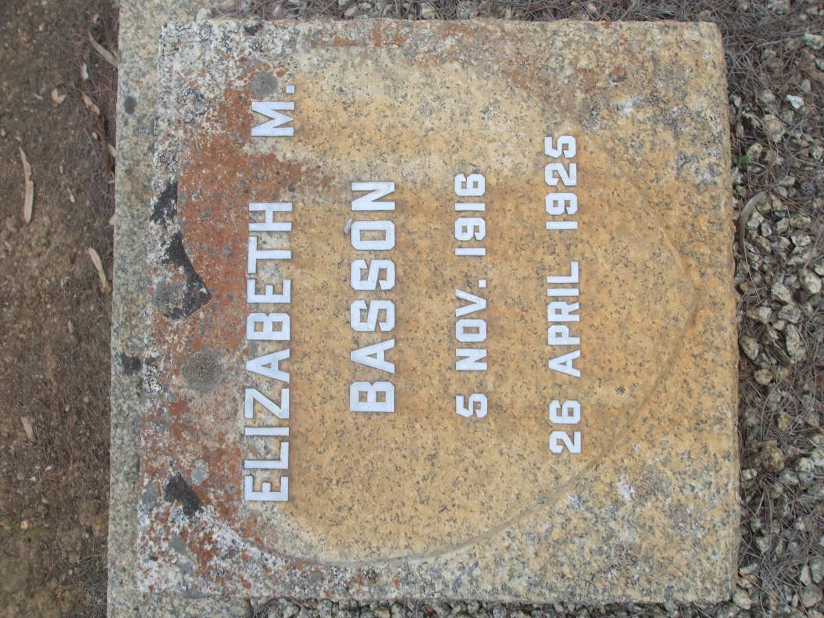 BASSON Elizabeth M. 1916-1925