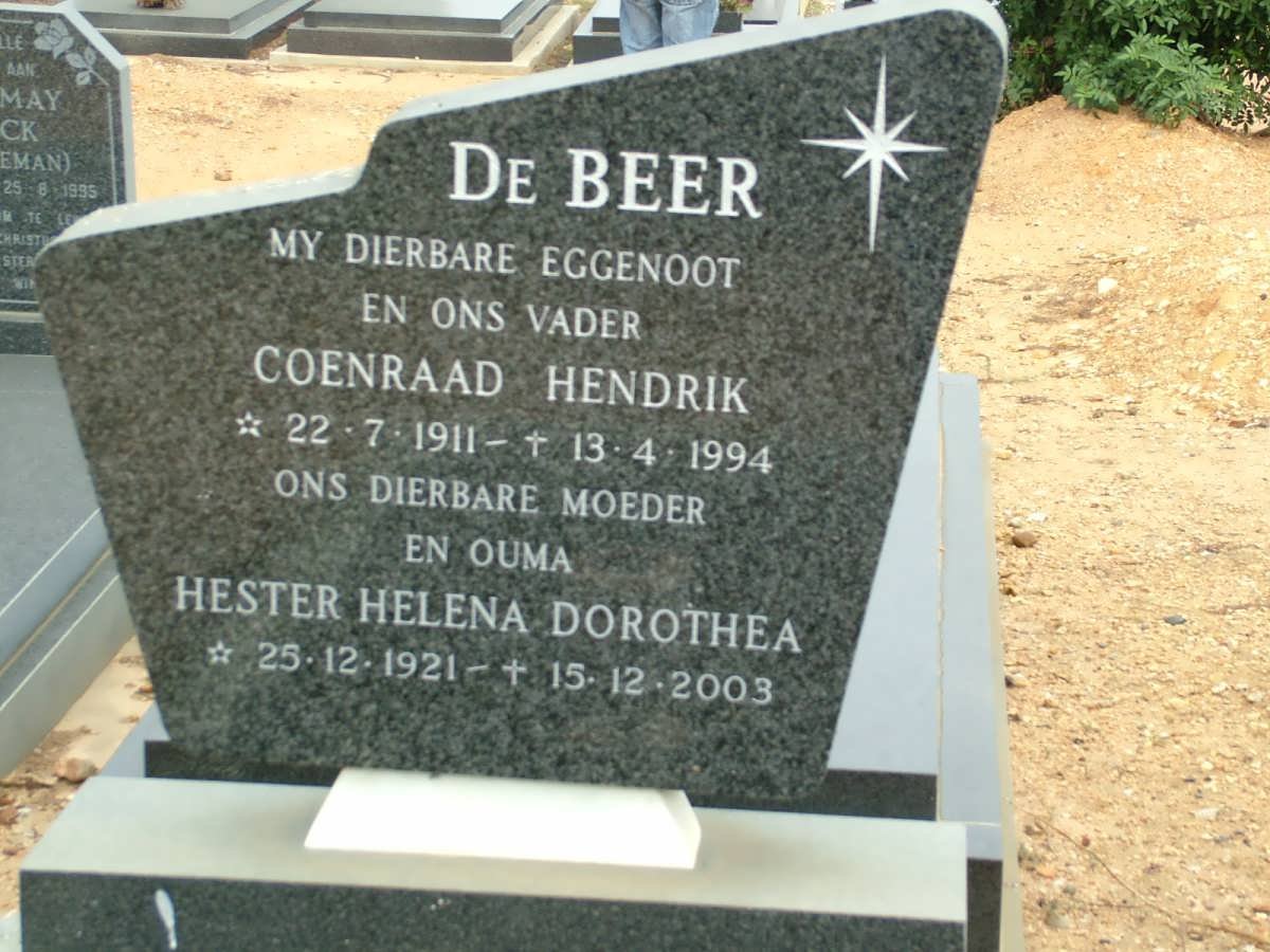 BEER Coenraad Hendrik, de 1911-1994 &amp; Hester Helena Dorothea 1921-2003