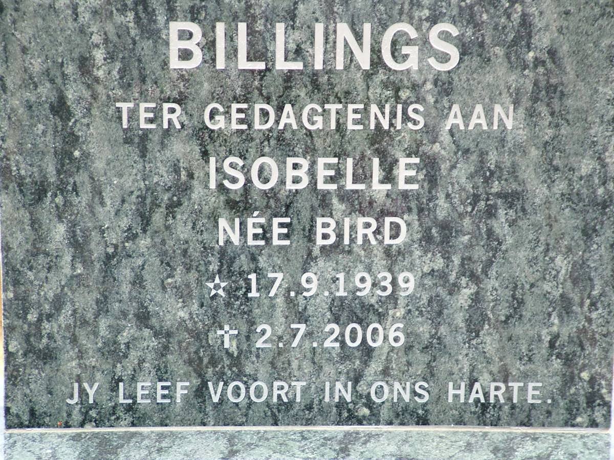 BILLINGS Isobelle nee BIRD 1939-2006