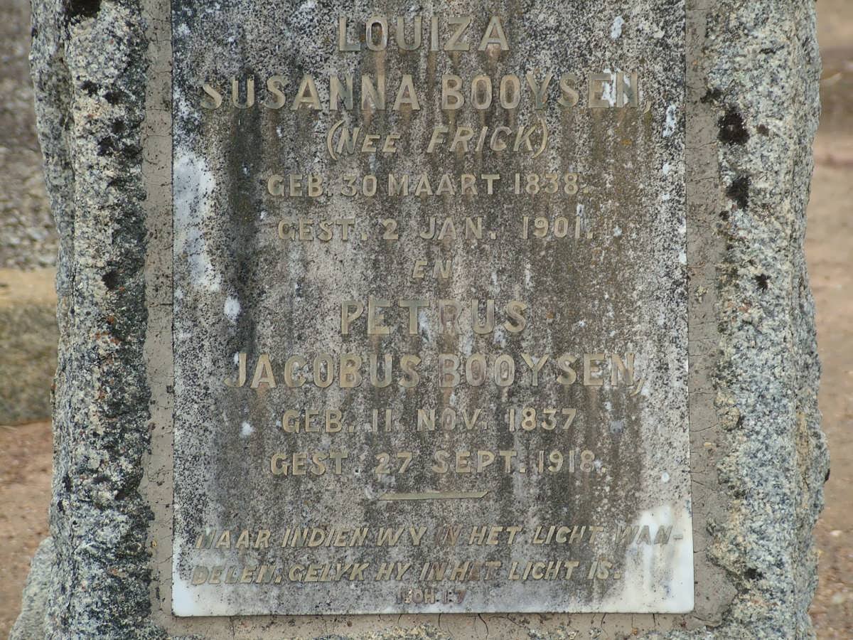 BOOYSEN Petrus Jacobus 1837-1918 &amp; Louiza Susanna FRICK 1838-1901