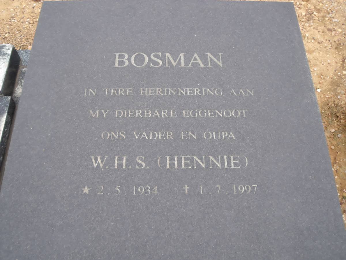 BOSMAN W.H.S. 1934-1997