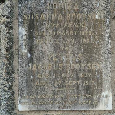 BOOYSEN Petrus Jacobus 1837-1918 &amp; Louiza Susanna FRICK 1838-1901