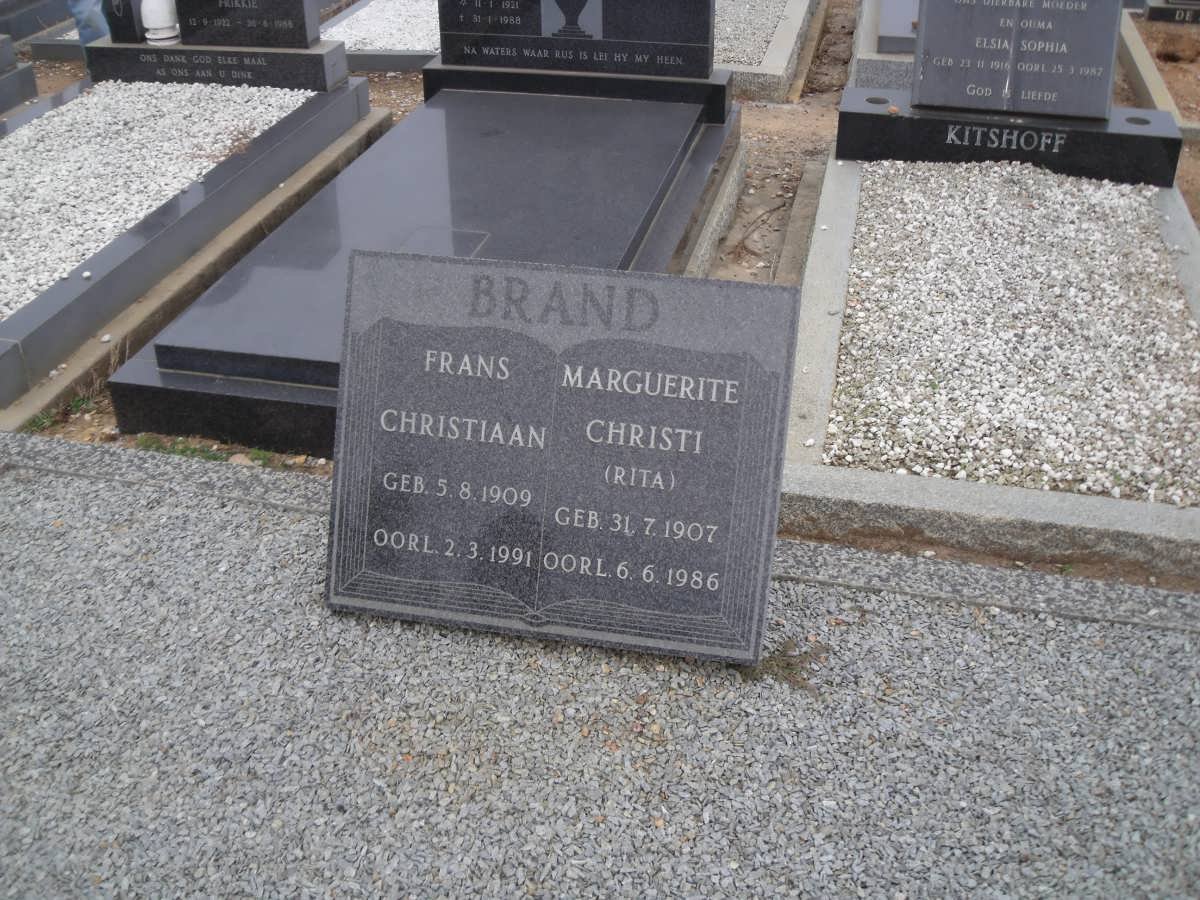 BRAND Frans Christiaan 1909-1991 &amp; Marguerite Christi 1907-1986