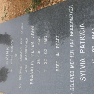 BRINK Franklin Peter John 1942-1997 &amp; Sylvia Patricia 1944-2006