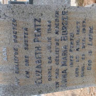 BURGER Anna Maria nee PENTZ 1857-1953 :: PENTZ Elizabeth -1946