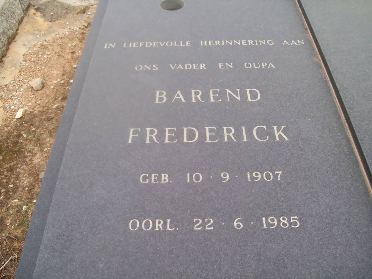 BURGER Barend Frederick 1907-1985