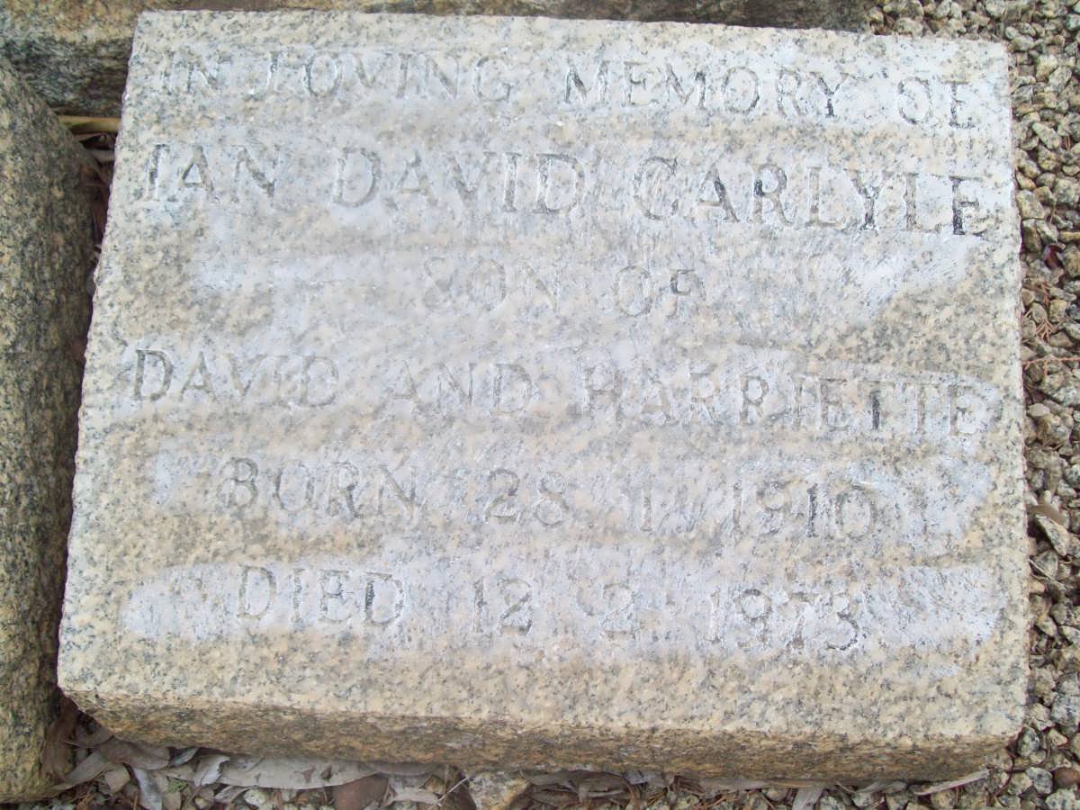 CARLYLE Ian David 1910-1913