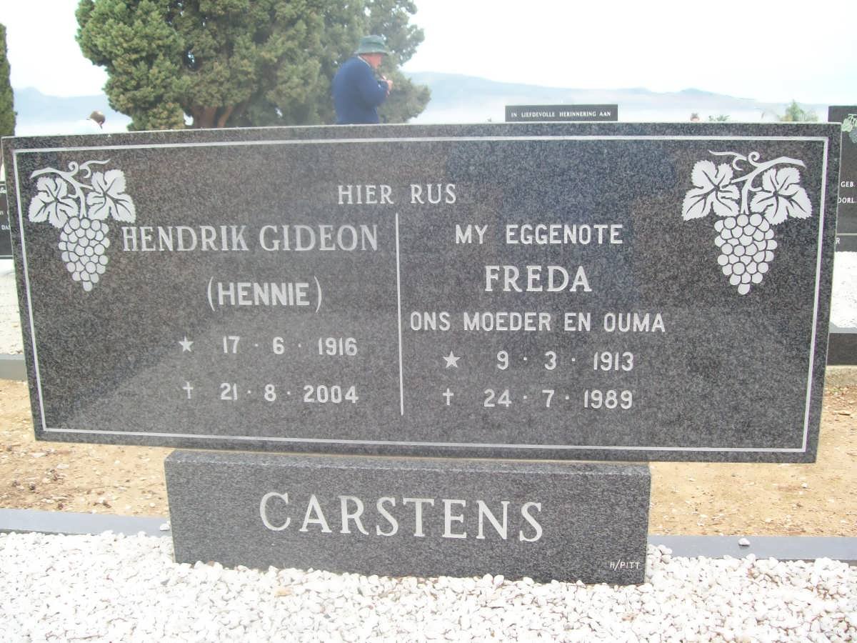 CARSTENS Hendrik Gideon 1916-2004 &amp; Freda 1913-1989