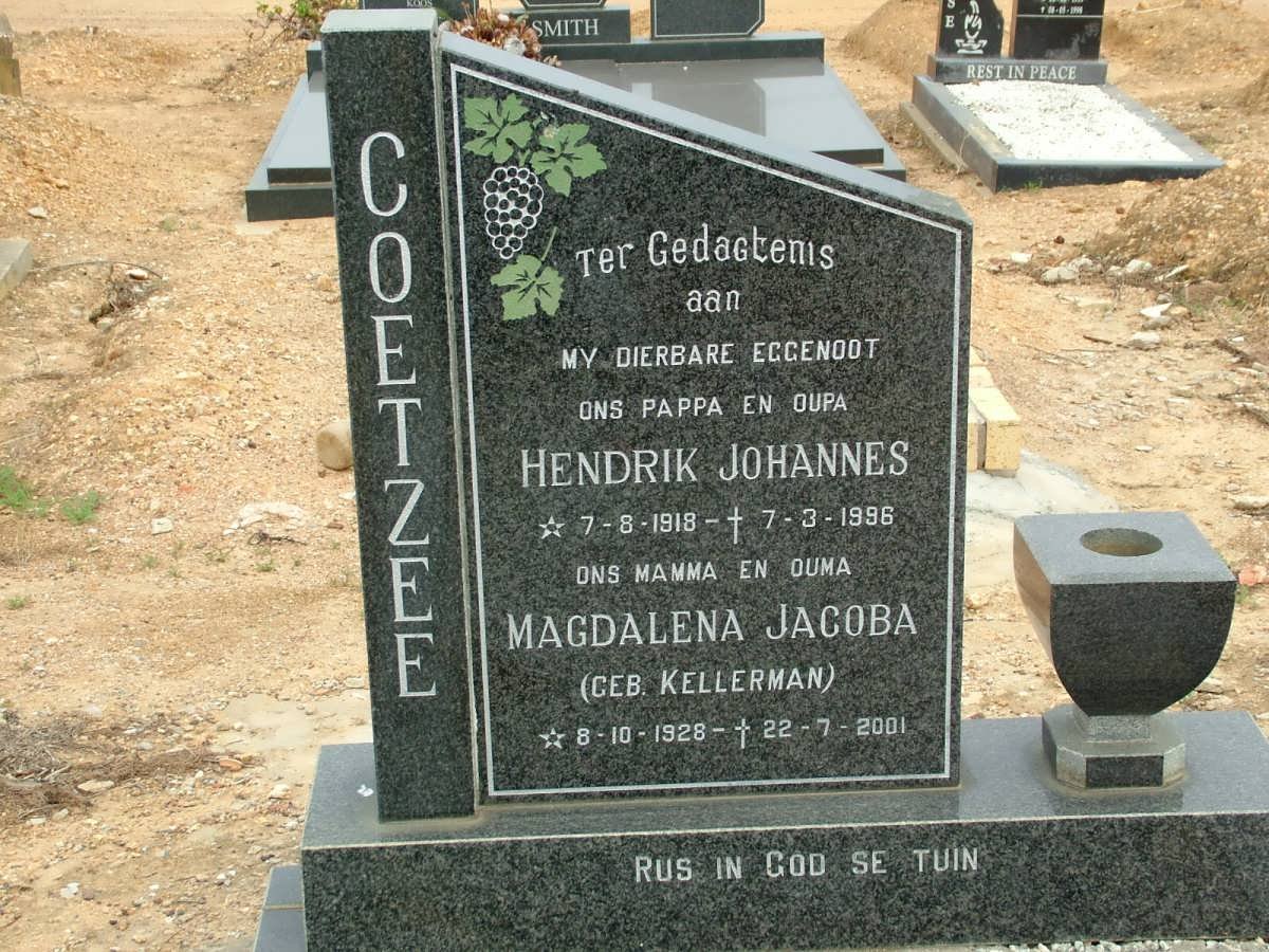 COETZEE Hendrik Johannes 1918-1996 &amp; Magdalena Jacoba KELLERMAN 1928-2001