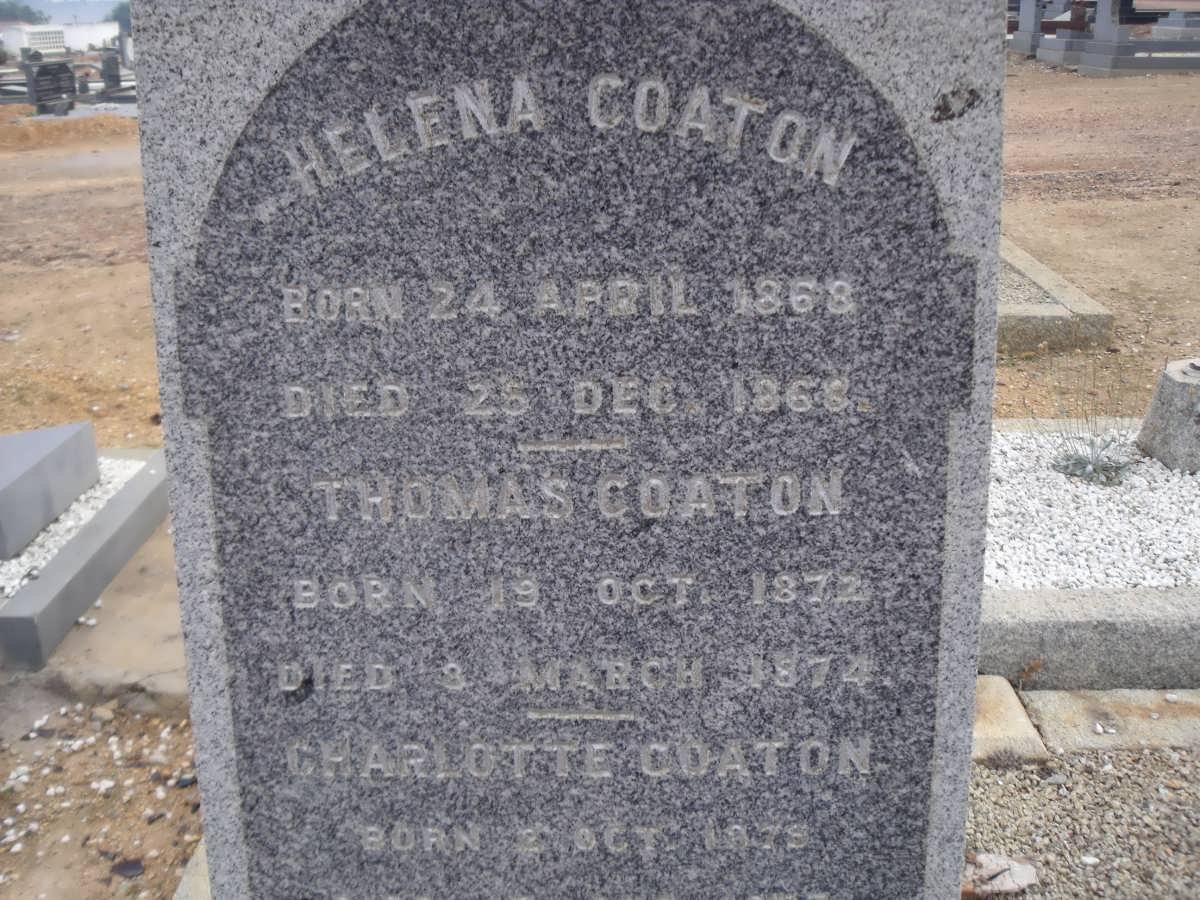 COATON Helena 1868-1868 :: COATON Thomas 1872-1874 :: COATON Charlotte 1879-