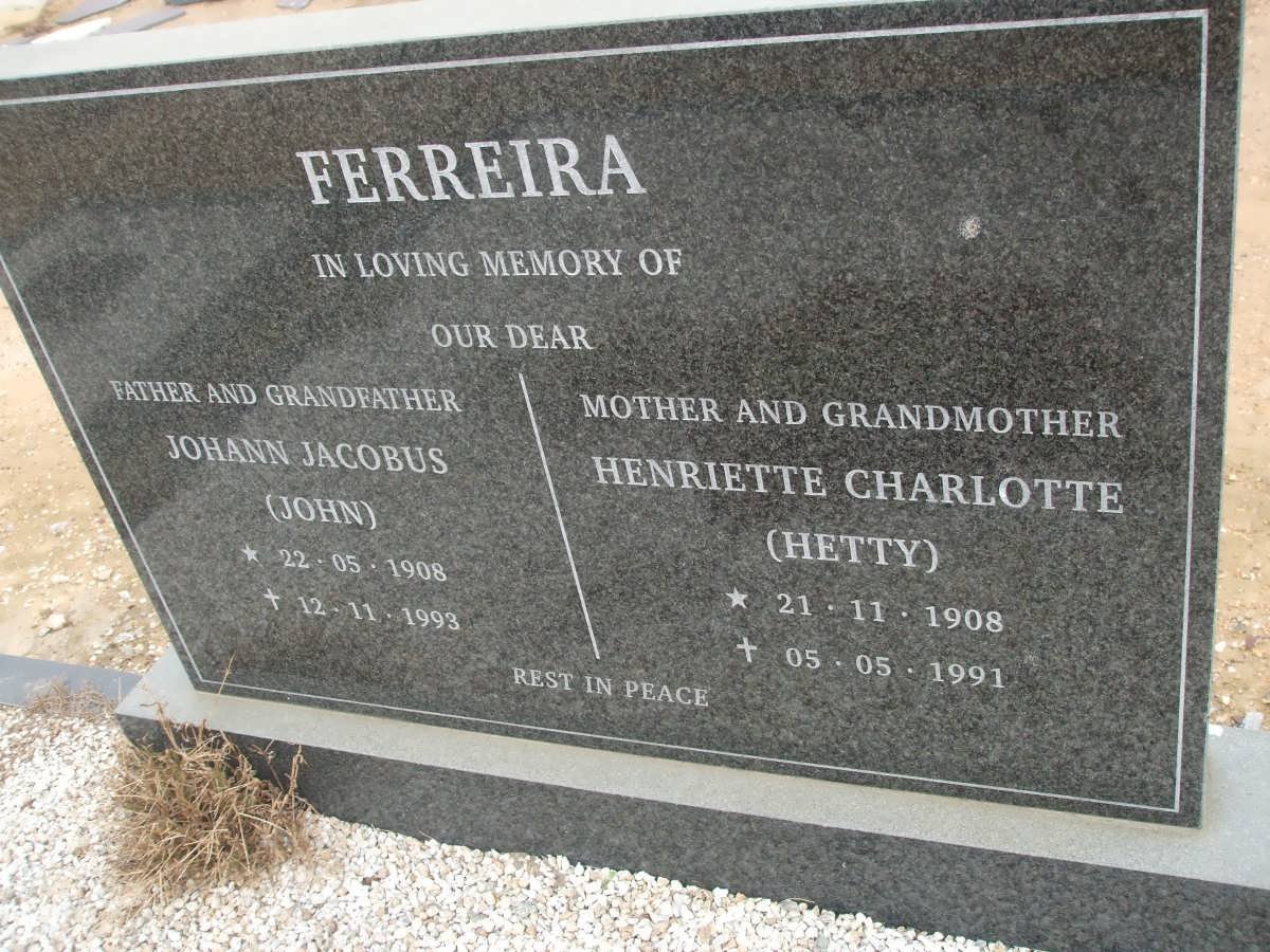 FERREIRA Johann Jacobus 1908-1993 &amp; Henriette Charlotte 1908-1991