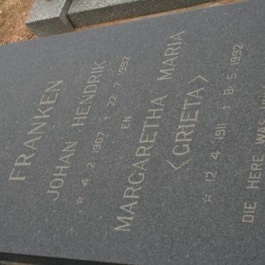 FRANKEN Johan Hendrik 1907-1992 &amp; Margaretha Maria 1911-1992