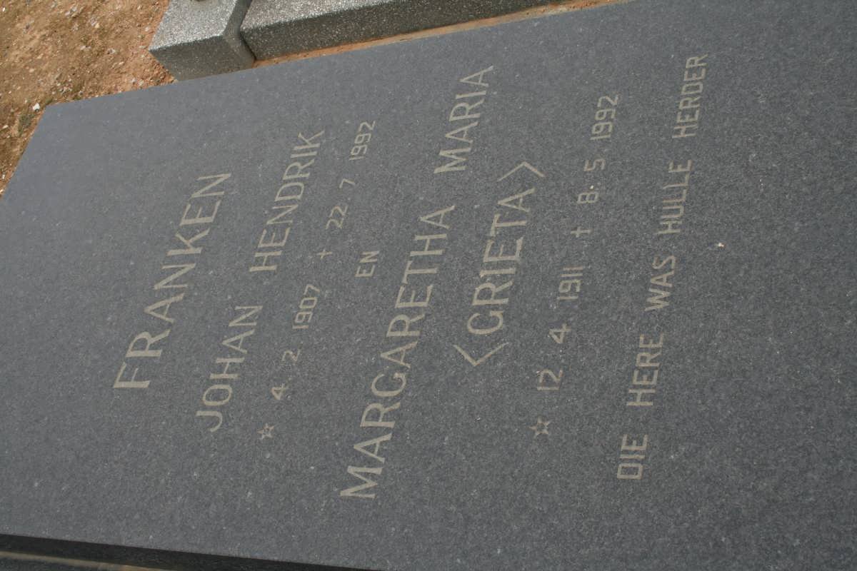 FRANKEN Johan Hendrik 1907-1992 &amp; Margaretha Maria 1911-1992