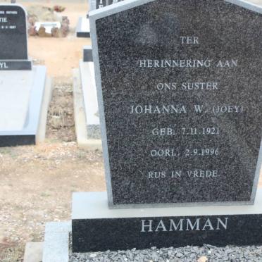 HAMMAN Johanna W. 1921-1996