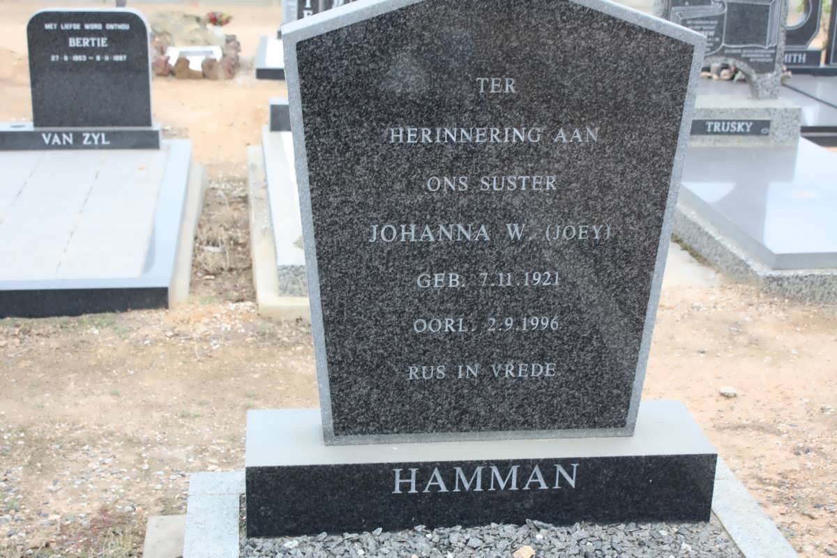 HAMMAN Johanna W. 1921-1996