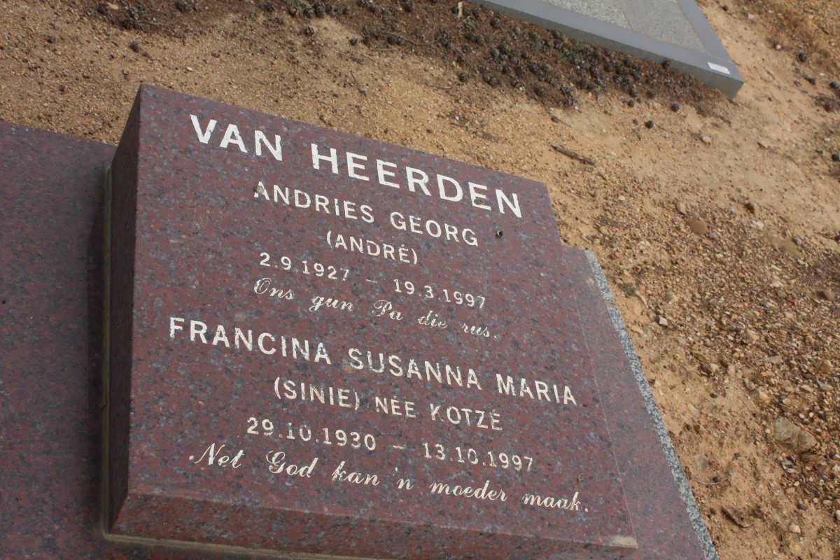 HEERDEN Andries Georg, van 1927-1997 &amp; Francina Susanna Maria KOTZE 1930-1997