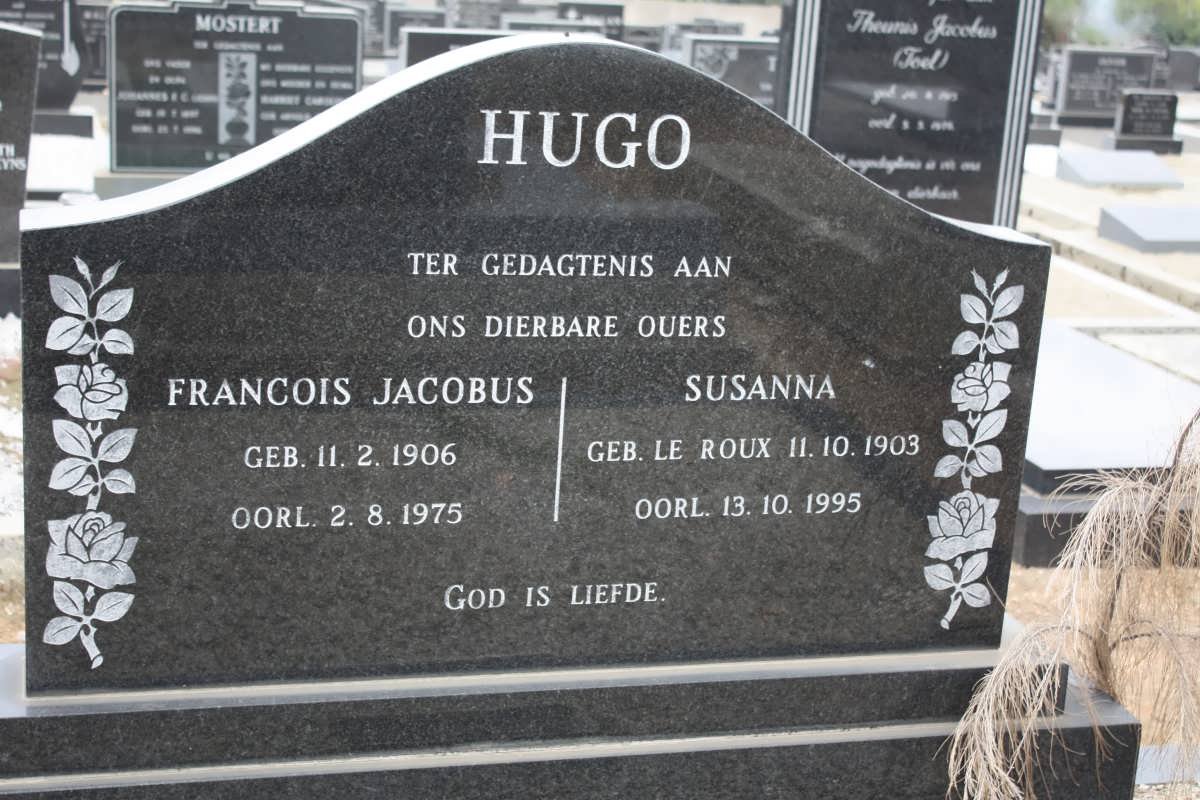 HUGO Francois Jacobus 1906-1975 &amp; Susanna LE ROUX 1903-1995