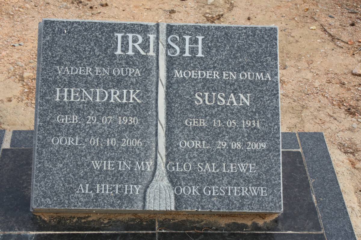 IRISH Hendrik 1930-2006 &amp; Susan 1931-2009
