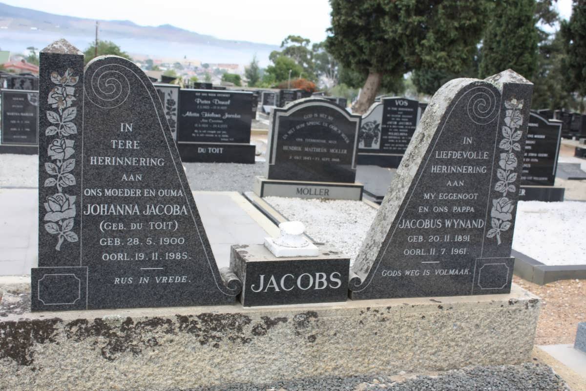 JACOBS Jacobus Wynand 1891-1961 &amp; Johanna Jacoba DU TOIT 1900-1985