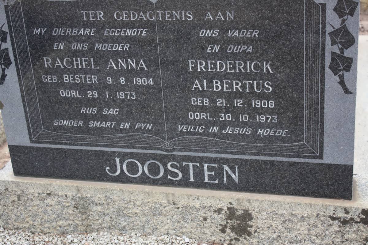 JOOSTEN Frederick Albertus 1908-1973 &amp; Rachel Anna BESTER 1904-1973
