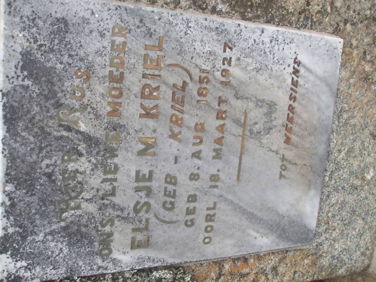 KRIEL Elsje M. nee KRIEL 1851-1927