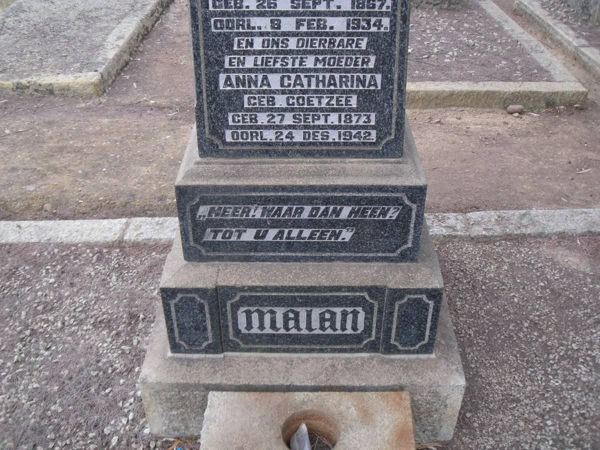 MALAN Daniel Johannes 1867-1934 &amp; Anna Catharina COETZEE 1873-1942
