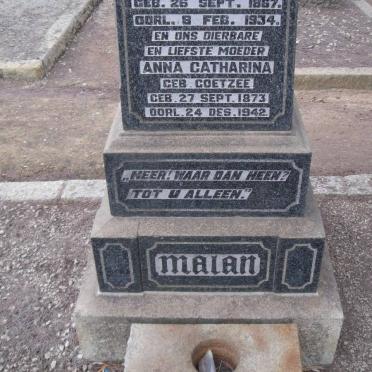 MALAN Daniel Johannes 1867-1934 &amp; Anna Catharina COETZEE 1873-1942