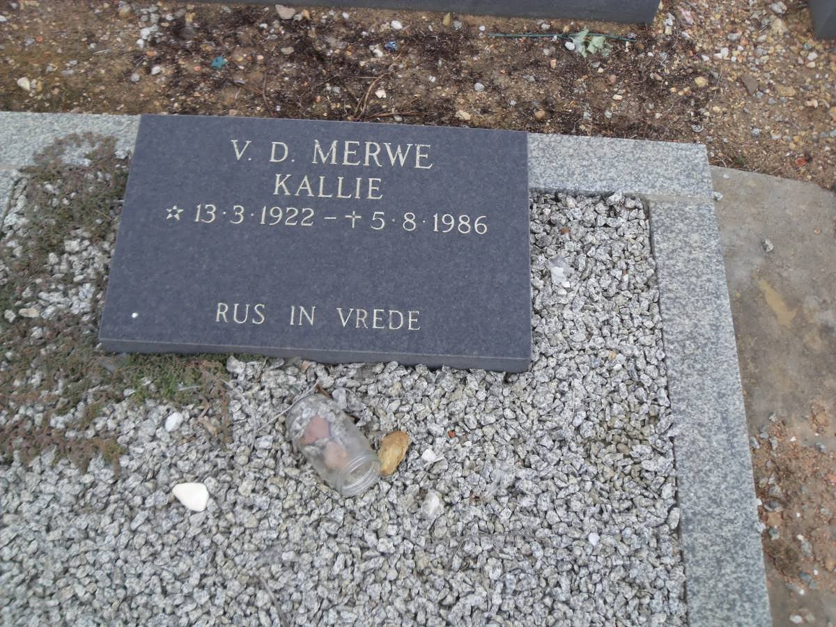 MERWE Kallie, v.d. 1922-1986