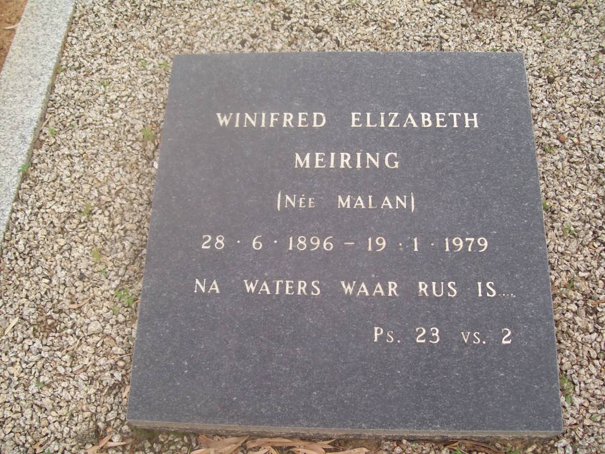 MEIRING Winifred Elizabeth nee MALAN 1896-1979