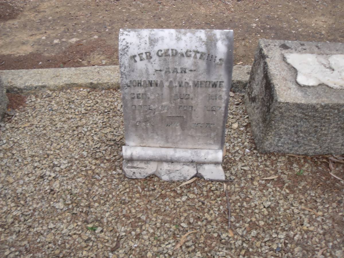 MERWE Johanna A., v.d. 1914-1927