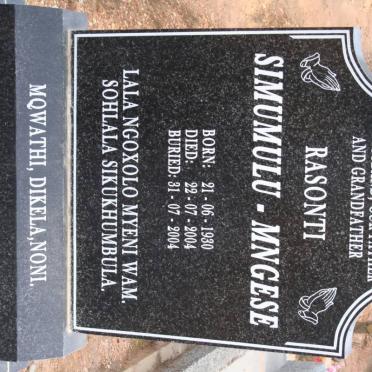 MNGESE Rasonti, Simumulu 1930-2004