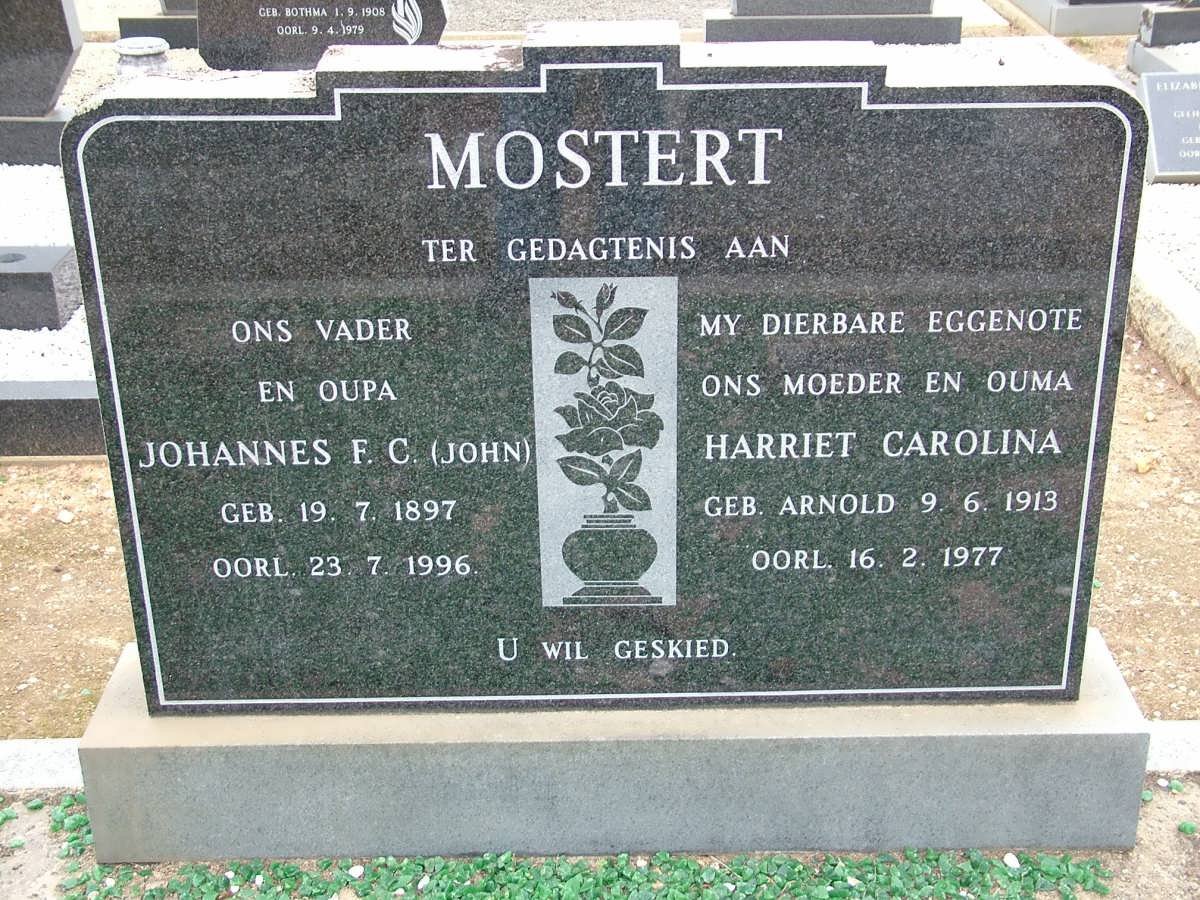 MOSTERT Johannes F.C. 1897-1996 &amp; Harriet Carolina ARNOLD 1913-1977