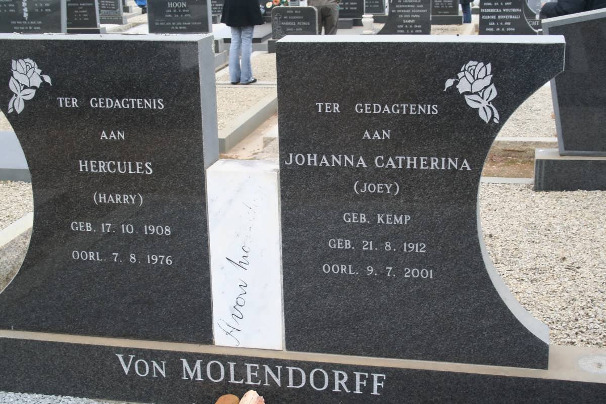 MOLENDORFF Hercules, von 1908-1976 &amp; Johanna Catherina KEMP 1912-2001