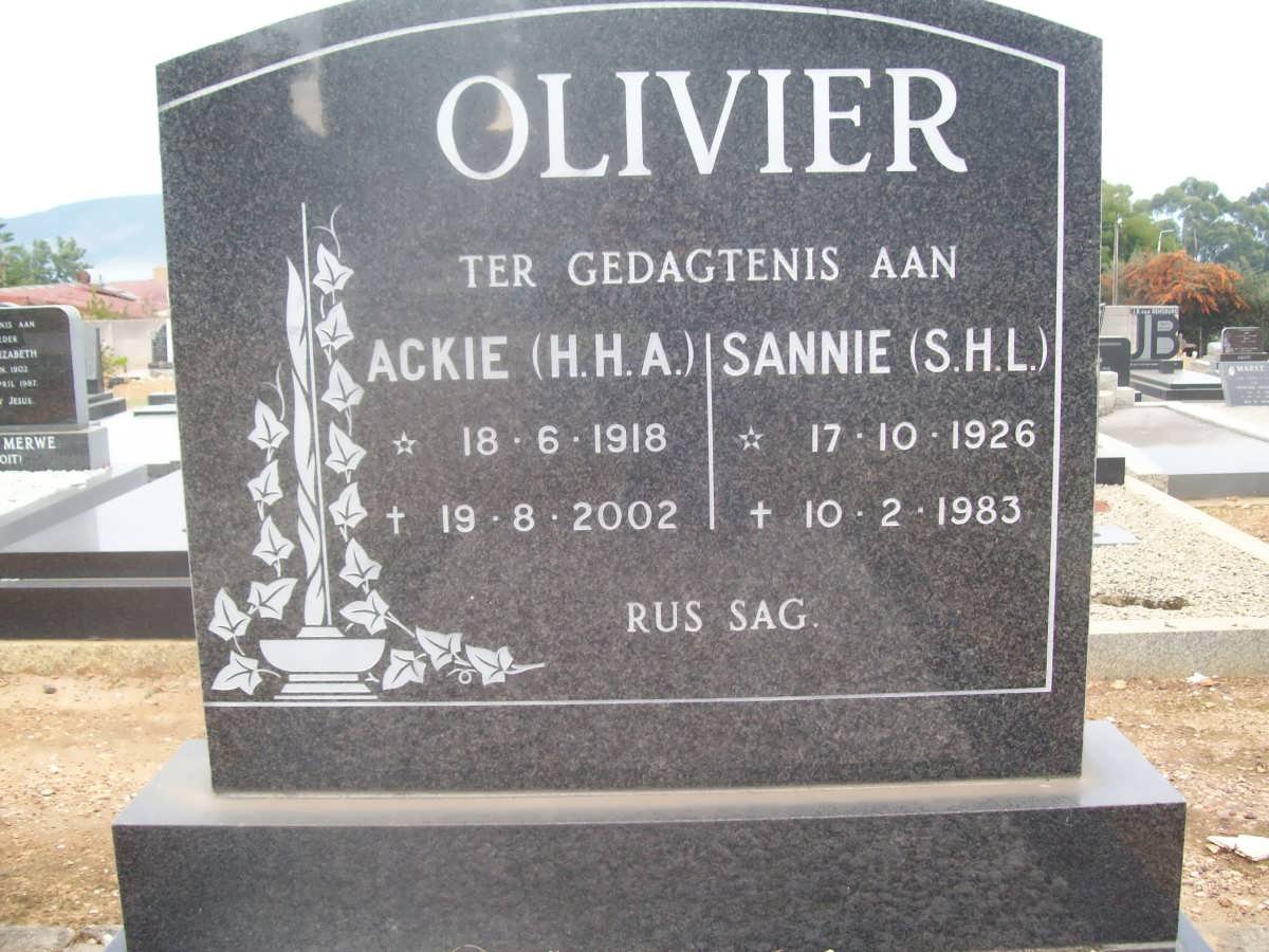 OLIVIER H.H.A. 1918-2002 &amp; S.H.L. 1926-1983