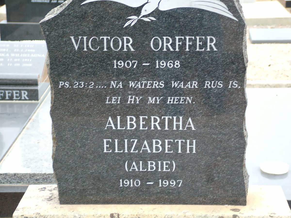 ORFFER Victor 1907-1968 &amp; Albertha Elizabeth 1910-1997