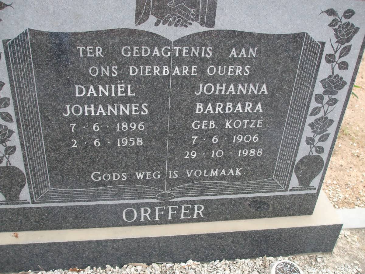 ORFFER Daniel Johannes 1896-1958 &amp; Johanna Barbara KOTZE 1906-1988