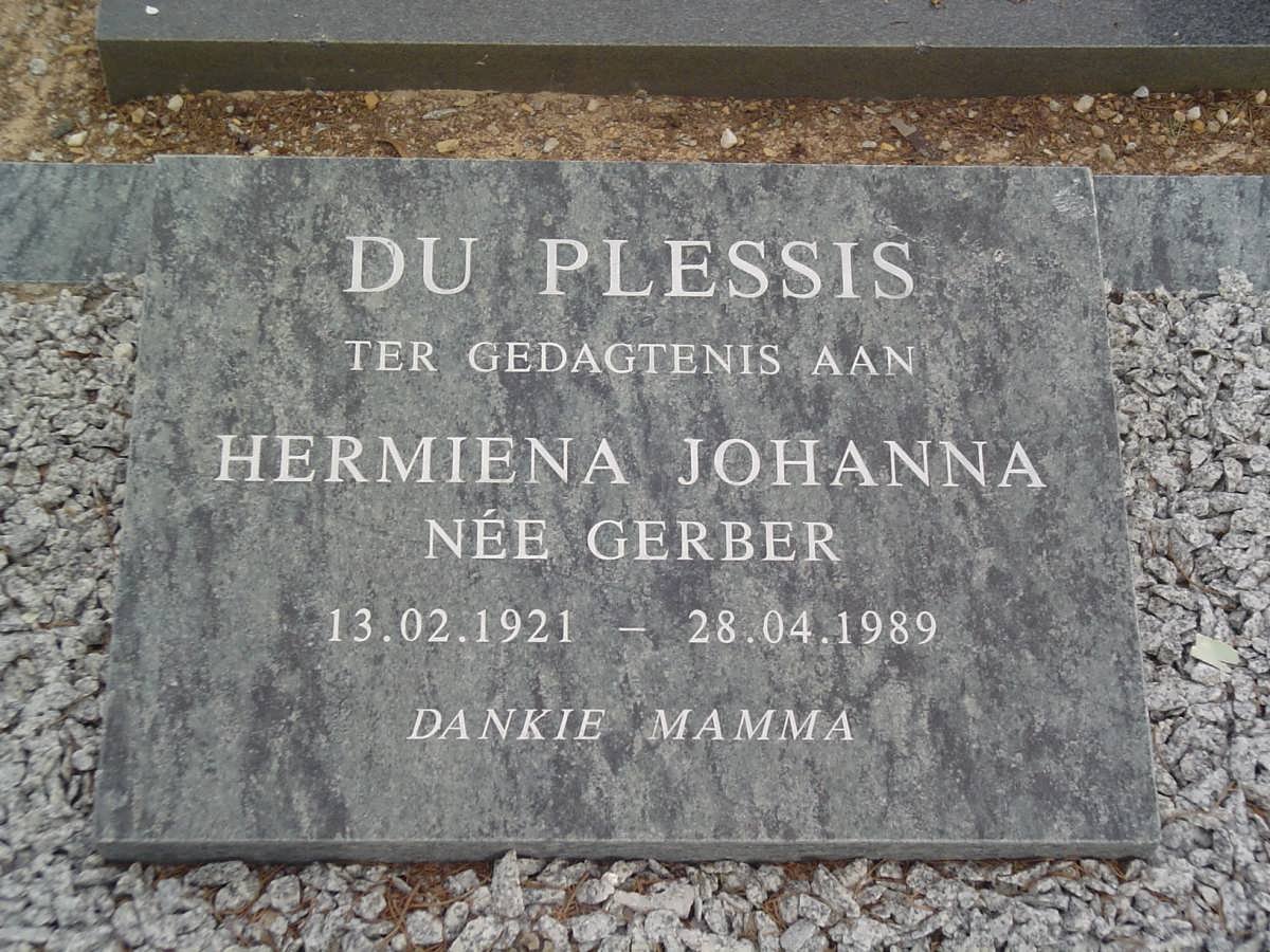 PLESSIS Hermiena Johanna, du nee GERBER 1921-1989