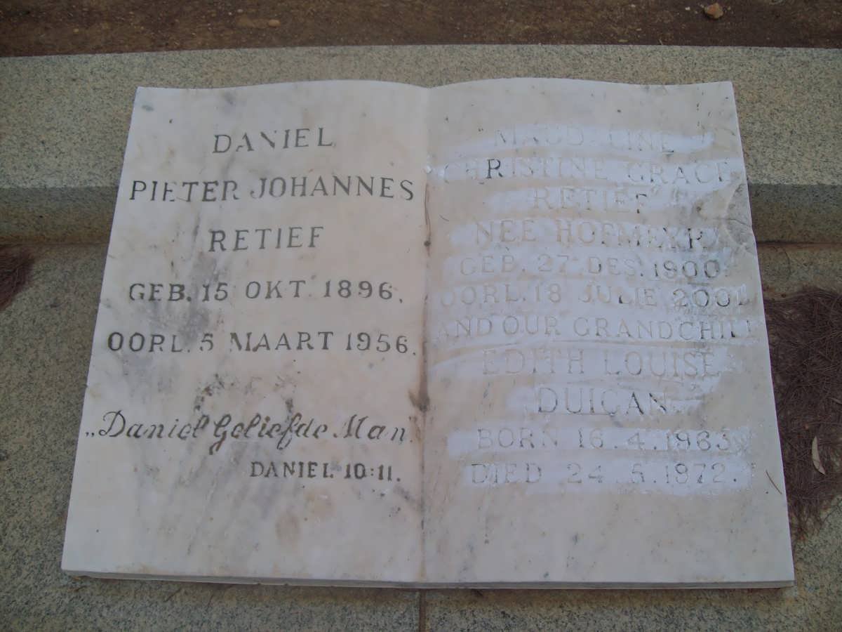 RETIEF Daniel Pieter Johannes 1896-1956 &amp; Magdaline Christine Grace HOFMEYR 1900-2001 :: DUIGAN Edith Louise 1963-1972