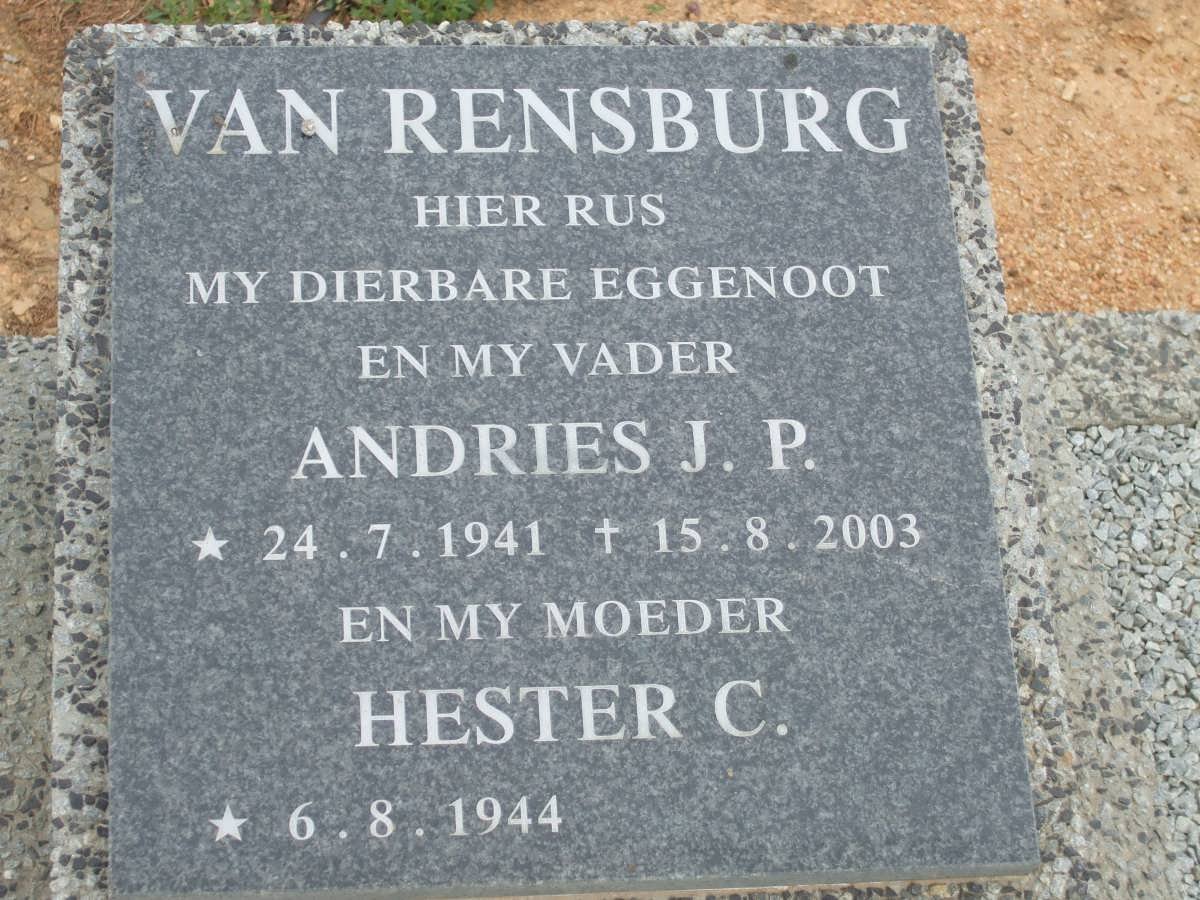RENSBURG Andries J.P., van 1941-2003 &amp; Hester C. 1944-