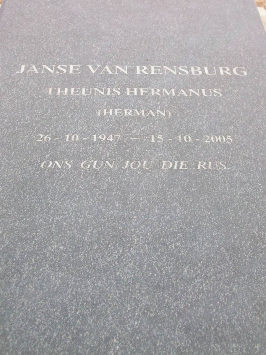 RENSBURG Theunis Hermanus, Janse van 1947-2005