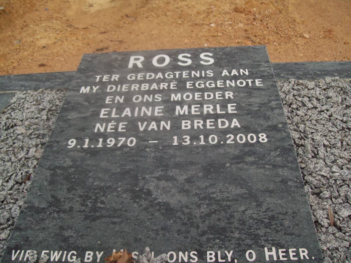 ROSS Elaine Merle nee van BREDA 1970-2008