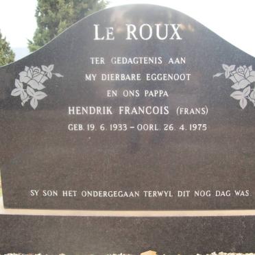 ROUX Hendrik Francois, le 1933-1975