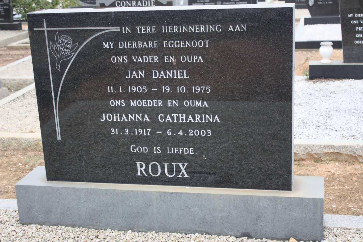 ROUX Jan Daniel 1905-1975 &amp; Johanna Catharina 1917-2003