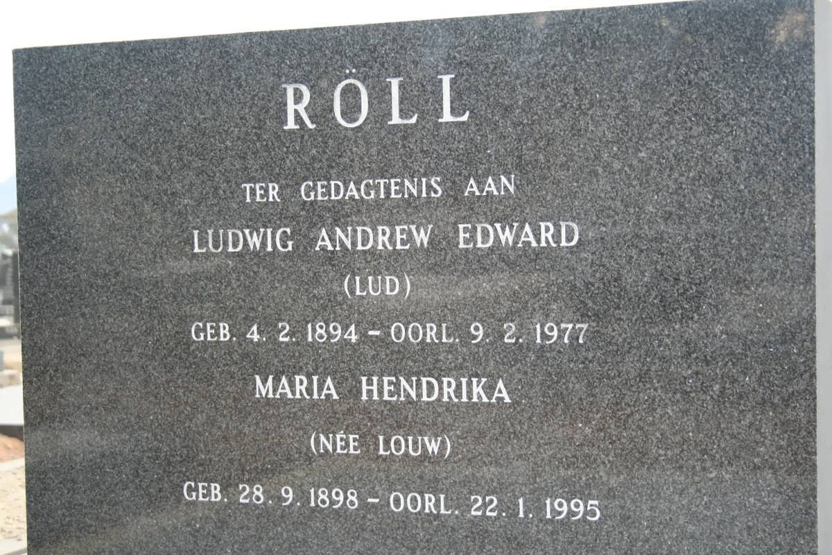 ROLL Ludwig Andrew Edward 1894-1977 &amp; Maria Hendrika LOUW 1898-1995