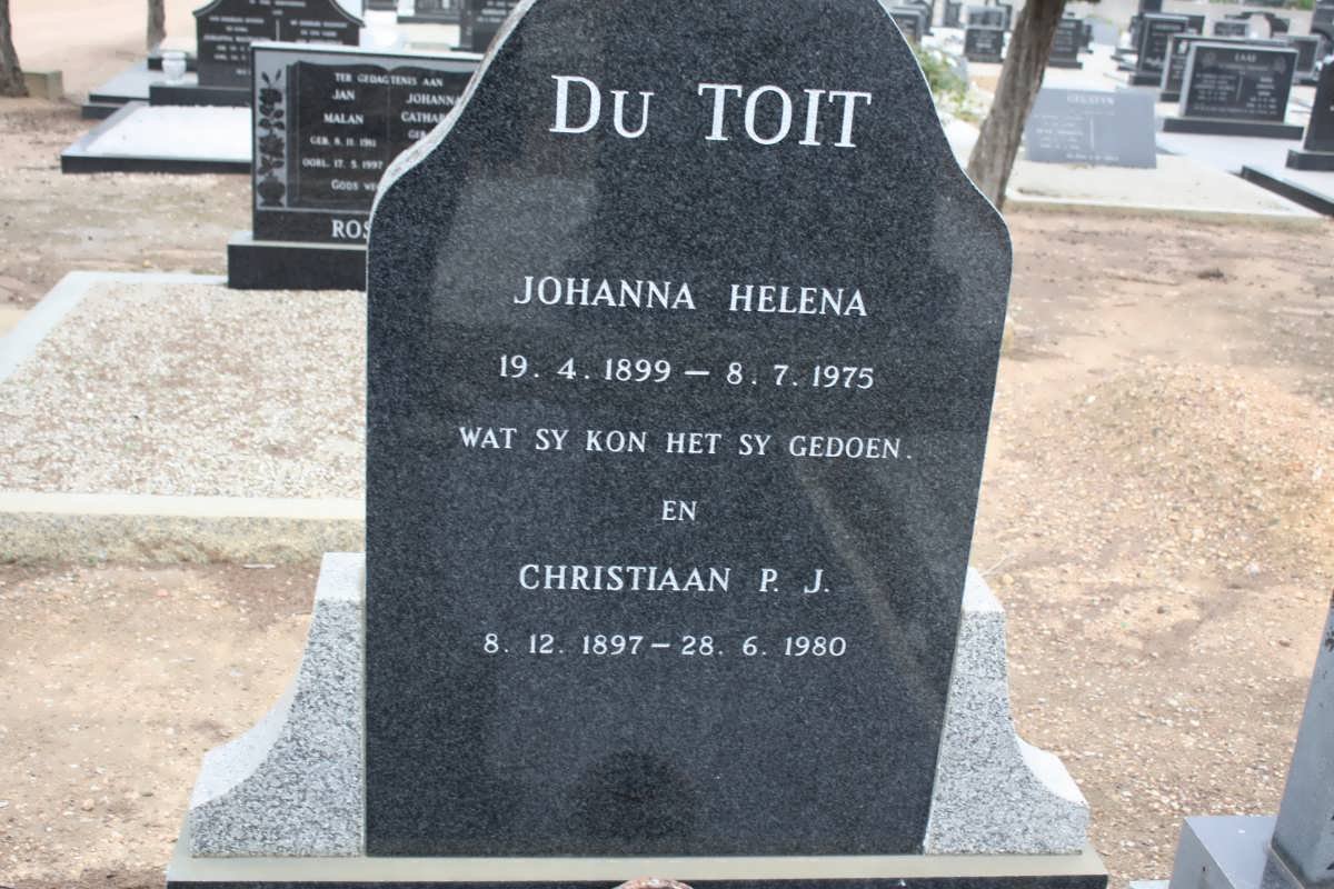 TOIT Christiaan P.J., du 1897-1980 &amp; Johanna Helena 1899-1975