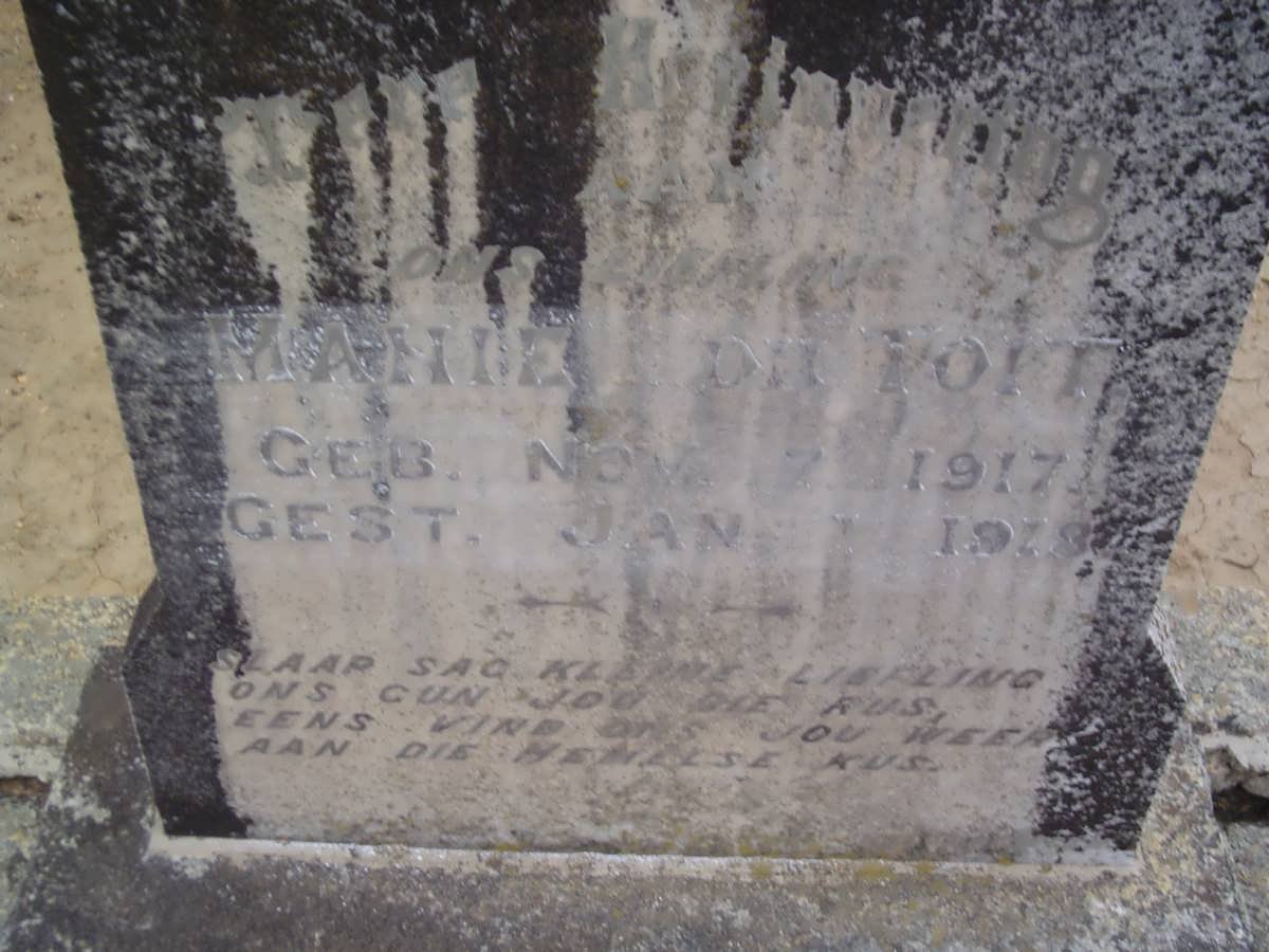 TOIT Manie, du 1917-1918