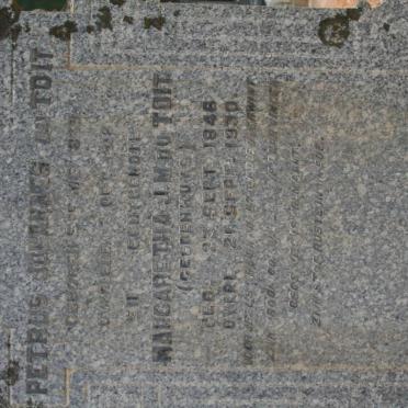 TOIT Petrus Johannes, du 1839-1942 &amp; Margaretha J.M. GELDENHUYS 1846-1930